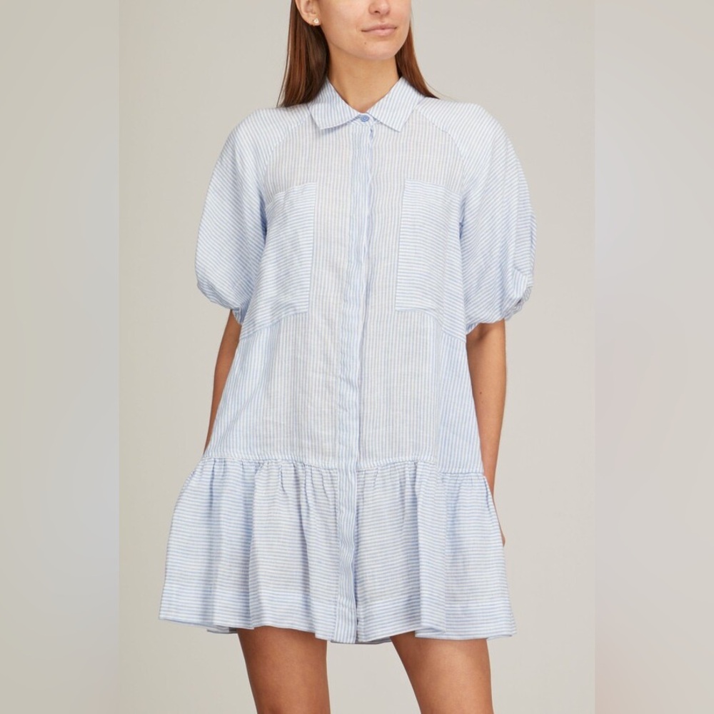LIKE NEW Jonathan Simkhai Crissy Striped Mini Shirt Dress, Size S